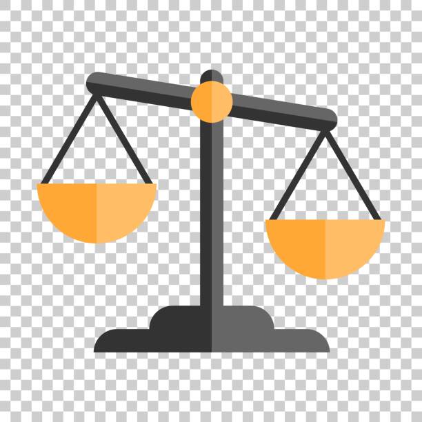 Scale comparison icon in flat style. Balance weight vector illustration on isolated background. Scale compare business concept. Scale comparison icon in flat style. Balance weight vector illustration on isolated background. Scale compare business concept. uneven-scale stock illustrations