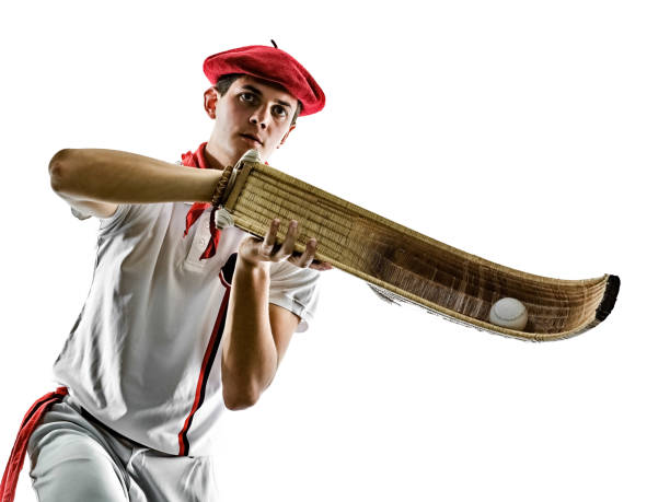 Jai alai Basque pelota "r"nCesta Punta player man isolated silhouet - fotografia de stock