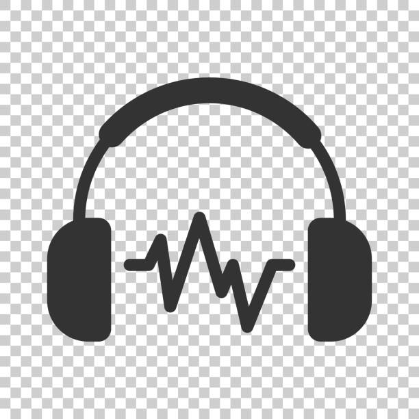 ilustrações, clipart, desenhos animados e ícones de ícone de fone de ouvido headset em estilo simples. fones de ouvido vector a ilustração em fundo isolado. conceito de negócio de dispositivo de áudio. - cut out audio