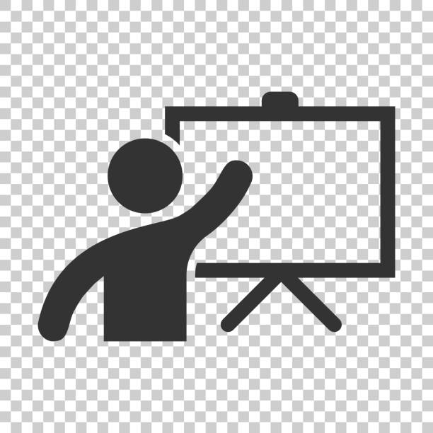 ikon pendidikan pelatihan dengan gaya datar. orang-orang seminar ilustrasi vektor pada latar belakang terisolasi. konsep bisnis pelajaran kelas sekolah. - tutor pekerjaan pendidikan ilustrasi stok