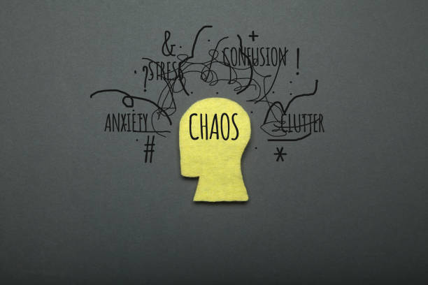 istock Human anxiety, brain chaos concept. Mental confusion 1063393772
