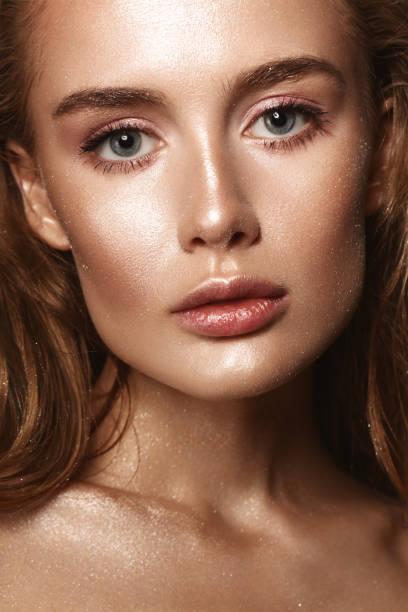Beautiful woman with shiny make-up
