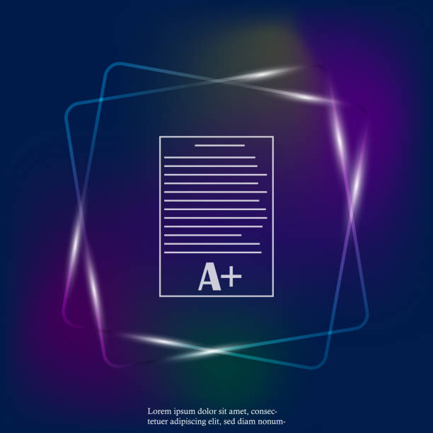 Vector  neon light icon school form grades. Excellent test result. Layers grouped for easy editing illustration. For your design. Vector  neon light icon school form grades. Excellent test result. Layers grouped for easy editing illustration. For your design. report card stock illustrations