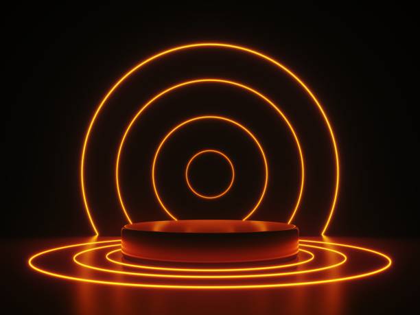 istock 3d render, glowing lines, neon lights, tunnel, abstract background, virtual reality, round portal, arch, spectrum vibrant colors, laser show 1063398686