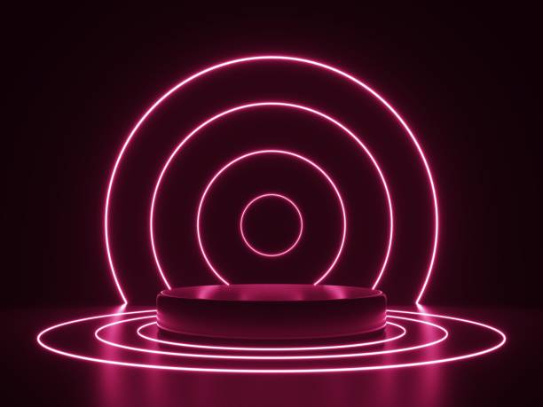 istock 3d render, glowing lines, neon lights, tunnel, abstract background, virtual reality, round portal, arch, spectrum vibrant colors, laser show 1063400204