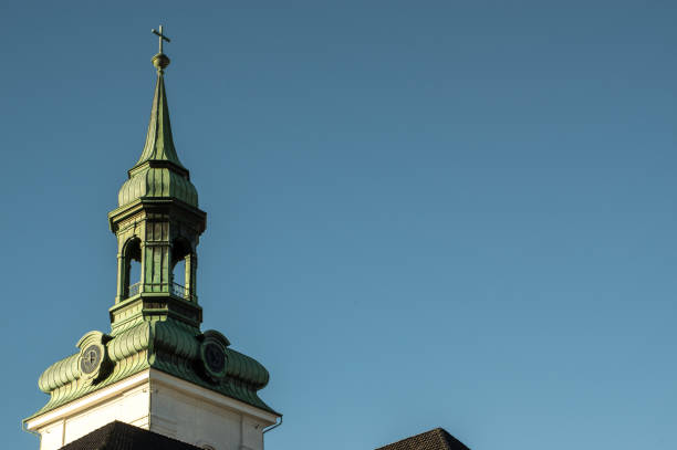 istock Bell tower of a church and clock face 1063401168