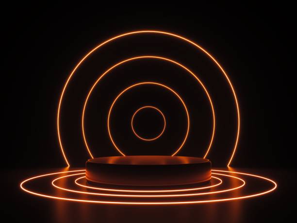 istock 3d render, glowing lines, neon lights, tunnel, abstract background, virtual reality, round portal, arch, spectrum vibrant colors, laser show 1063403532