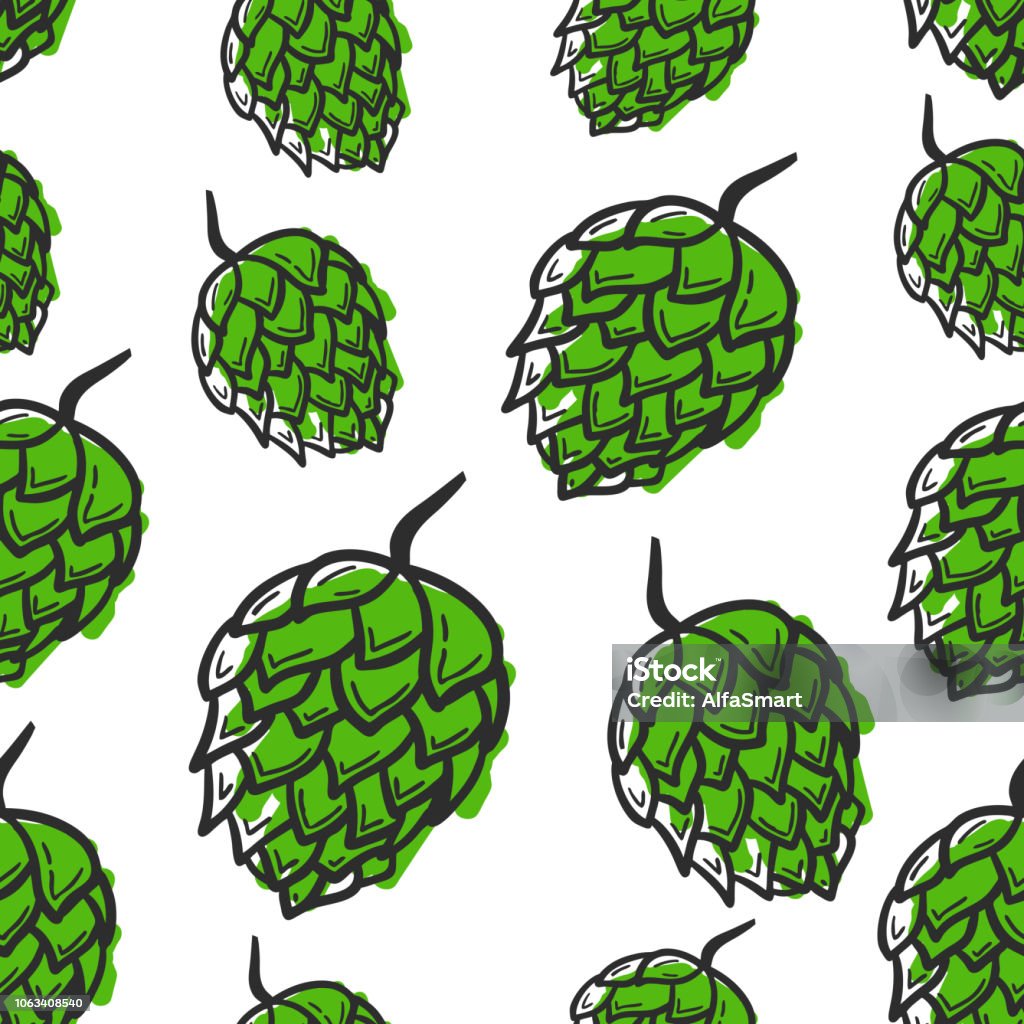 Hop Pattern Vector Seamless Pattern With Hand Drawing Hop On White Background Stock ...