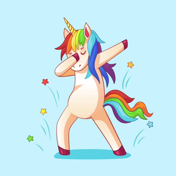ilustrações de stock, clip art, desenhos animados e ícones de dabbing unicorn. dab dancing meme pose, dreamy horse in cool glasses. memes dance cartoon vector illustration - unicorn pony horse cartoon