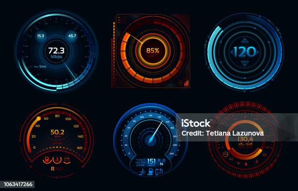 Speedometer Indicators Power Meters Fast Or Slow Internet Connection Speed Meter Stages Vector Concept Stock Illustration - Download Image Now
