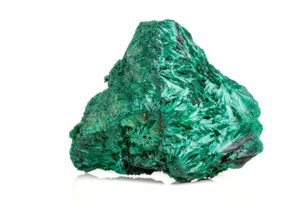 istock Macro mineral stone plisoviy, plush, satin malachite on a white background 1063418932