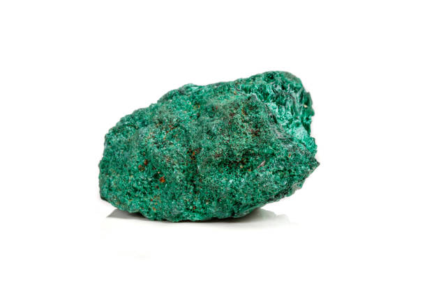 istock Macro mineral stone plisoviy, plush, satin malachite on a white background 1063419072
