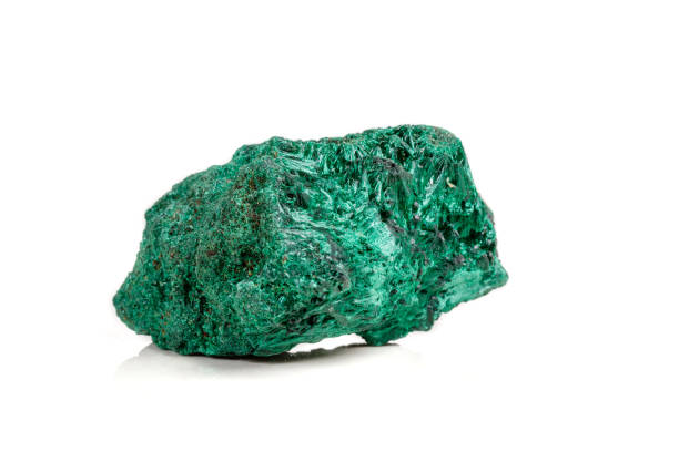 istock Macro mineral stone plisoviy, plush, satin malachite on a white background 1063419170