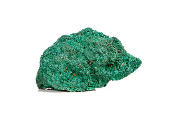 istock Macro mineral stone plisoviy, plush, satin malachite on a white background 1063419208