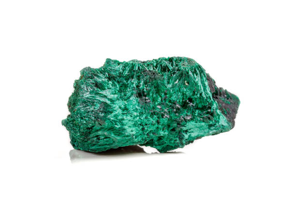 istock Macro mineral stone plisoviy, plush, satin malachite on a white background 1063419416