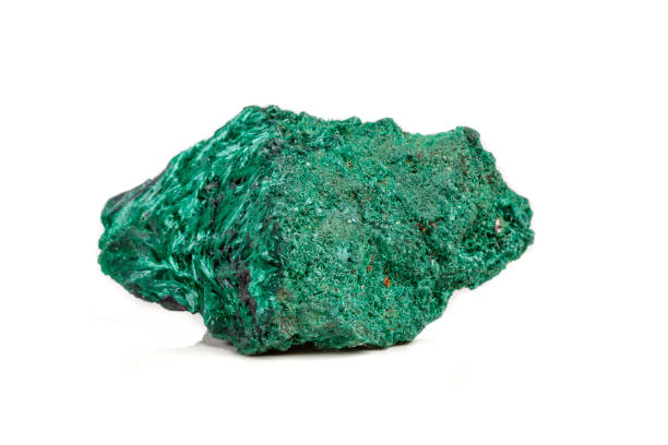 istock Macro mineral stone plisoviy, plush, satin malachite on a white background 1063419474