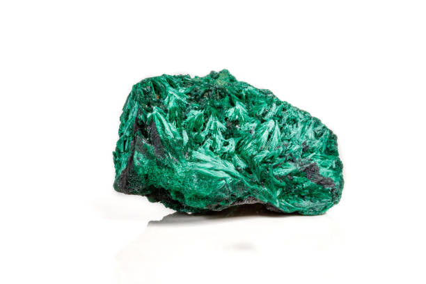 istock Macro mineral stone plisoviy, plush, satin malachite on a white background 1063419868