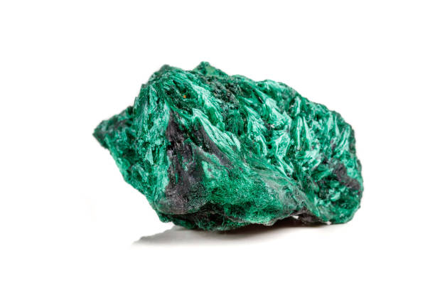 istock Macro mineral stone plisoviy, plush, satin malachite on a white background 1063420072