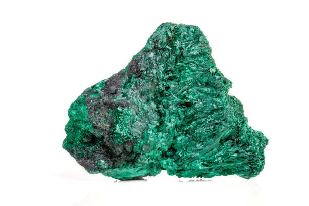 istock Macro mineral stone plisoviy, plush, satin malachite on a white background 1063421470