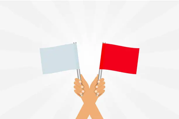 Vector illustration of people holding the flag in their hands vector work