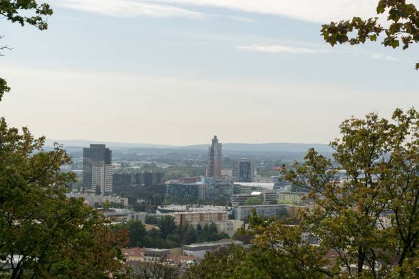 istock View to the Brno city through trees. 1063432892
