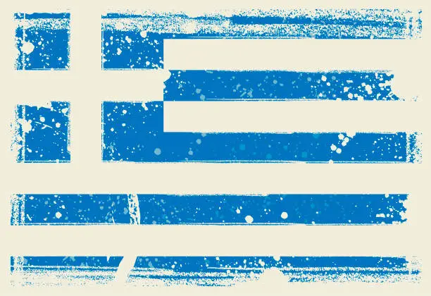 Vector illustration of Greece Flag. Vector Illustration with grunge frame