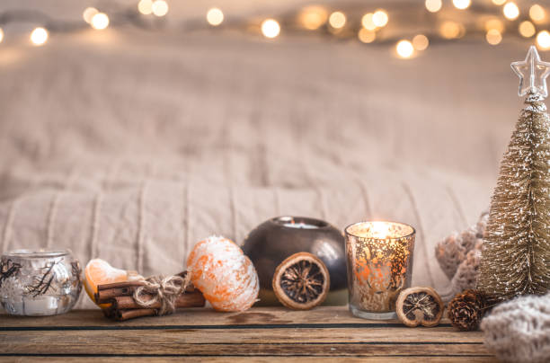 istock Festive Christmas cozy atmosphere with home decor 1063436454
