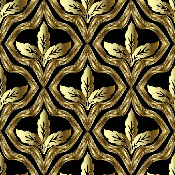 istock Gold Baroque vector 3d seamless pattern. Textured ornamental gold frames. Vintage floral ornate background. Repeat geometric backdrop. Antique baroque Victorian style ornament. Surface royal design 1063439454
