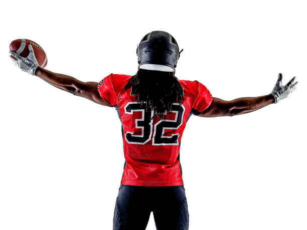 one american football player man isolated on white background