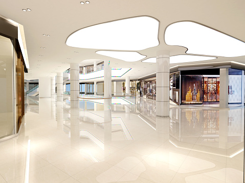 3d render of shopping mall interior