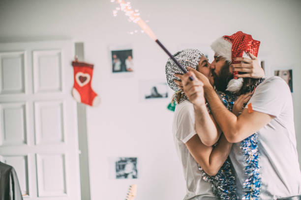 istock Friends at Christmas party 1063452598