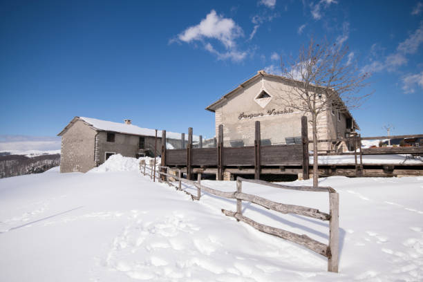 istock Hut in the mountains with snow. 1063453092