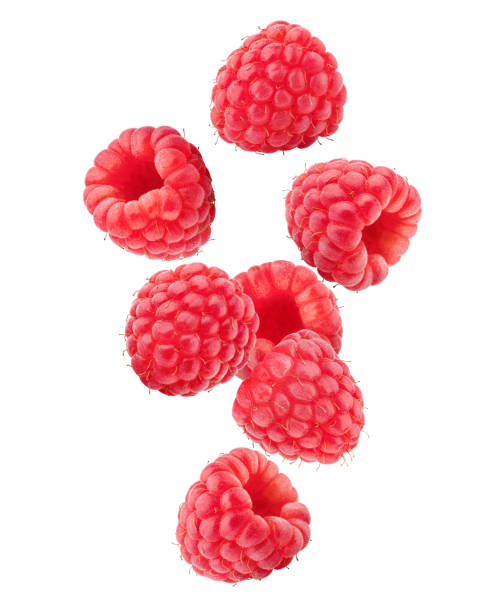 istock Falling Raspberry isolated on white background, clipping path, full depth of field 1063456682