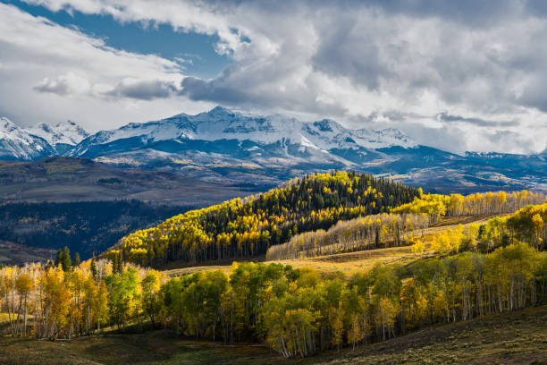 istock Panoramic Mountain View with Aspen Trees in Autumn 1063459480