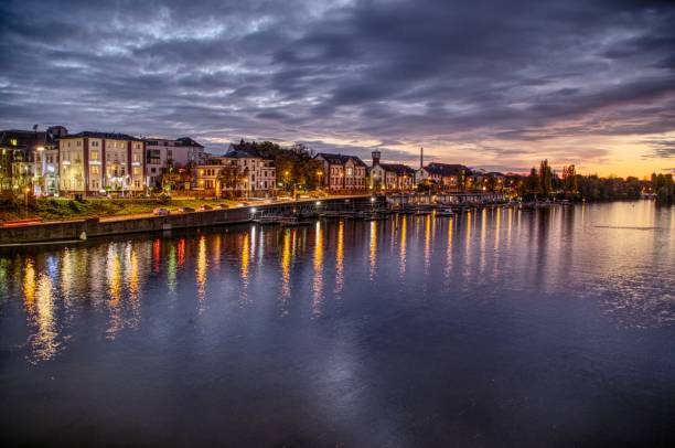 istock Blue hour in the city at the river 1063460144