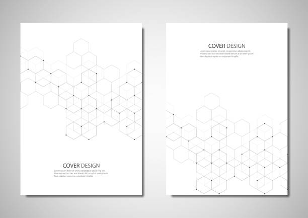 ilustrações de stock, clip art, desenhos animados e ícones de vector brochure or cover design with hexagons pattern. geometric abstract background with simple hexagonal elements. - abstract science hexagon mesh