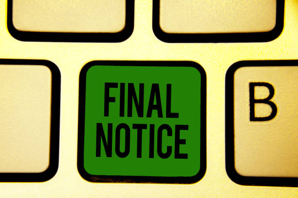istock Word writing text Final Notice. Business concept for Formal Declaration or warning that action will be taken Keyboard green key Intention create computer computing reflection document. 1063500720