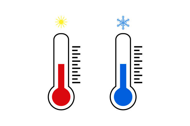 ilustrações de stock, clip art, desenhos animados e ícones de thermometer vector icon - plan c