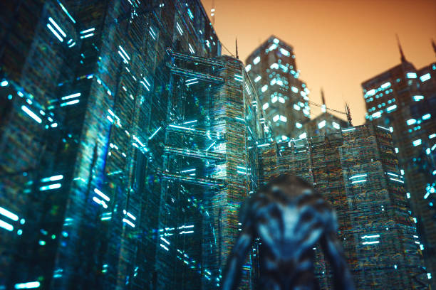 istock Alien in the futuristic city 1063503452