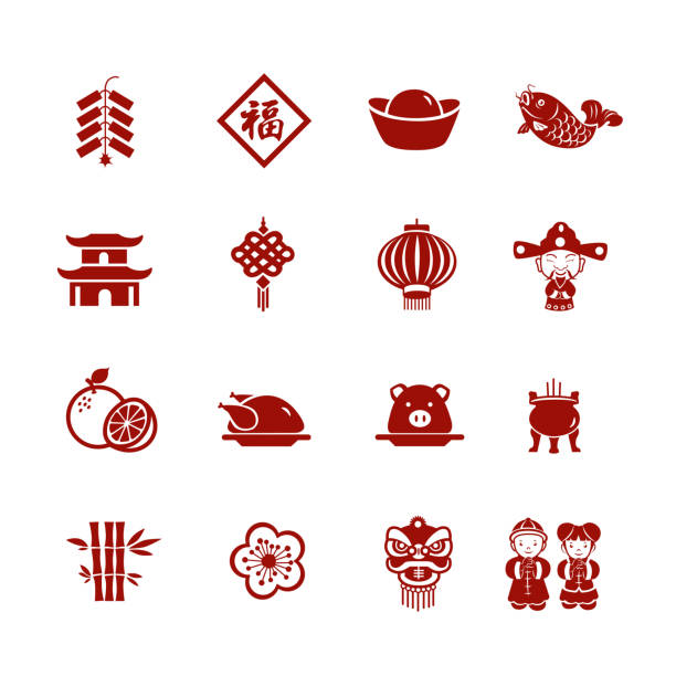 ilustraciones, imágenes clip art, dibujos animados e iconos de stock de icono del año nuevo chino - china year new temple