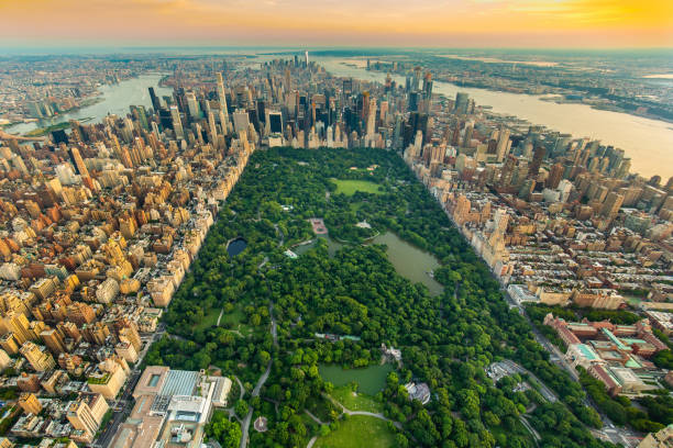 New York Central park aerial view in summer stock photo