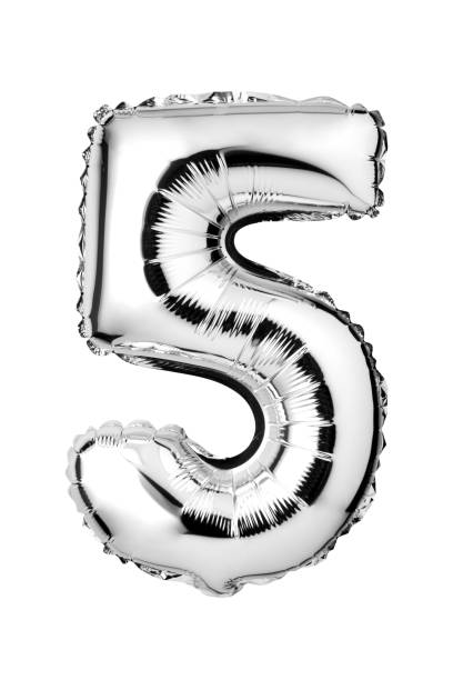 istock Number 5 of silver foil balloon 1063535962