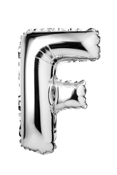 istock Letter F of silver balloon 1063536044
