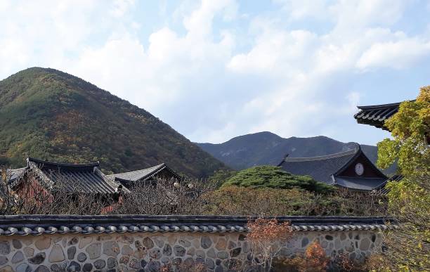 istock Autumn mountains and forests and Temple 1063539678