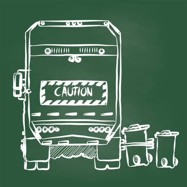 Vector illustration of Picking Up The Trash Garbage Truck