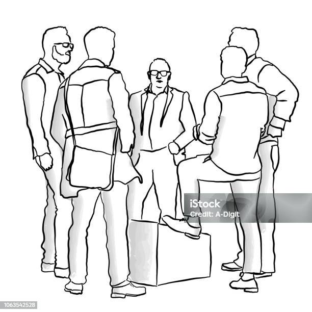 Business Circle Discussion Stock Illustration - Download Image Now - Adult, Art, Black And White