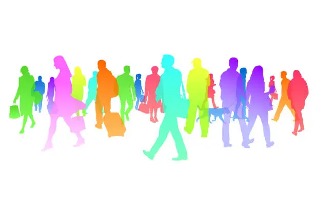 Vector illustration of Color Pop Transparent Crowd