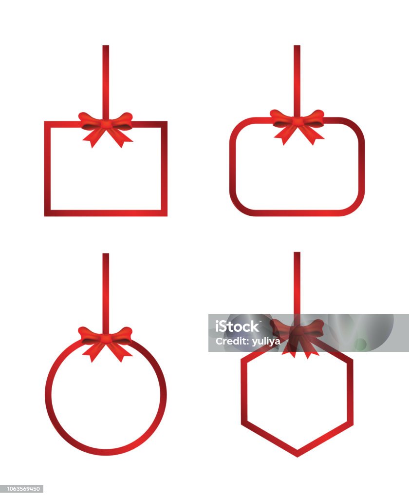 Red hanging frame, banner with  bow and ribbon Vector Red hanging frame, banner with  bow and ribbon Christmas stock vector