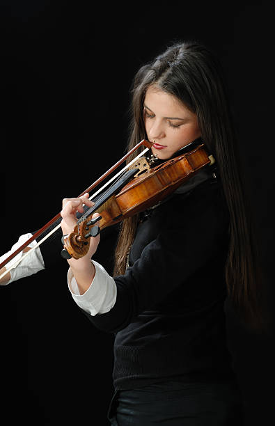 istock Pretty girl with violin 106358855
