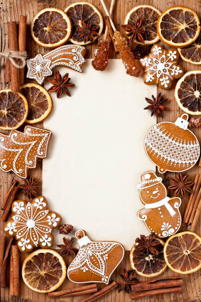 istock Christmas food background with gingerbread cookies 1063606838